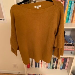 Madewell boat neck trumpet sleeve sweater, size L